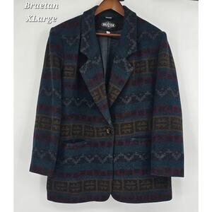 Vintage 90's Braetan Wool Blend Southwestern Blazer Jacket – XL